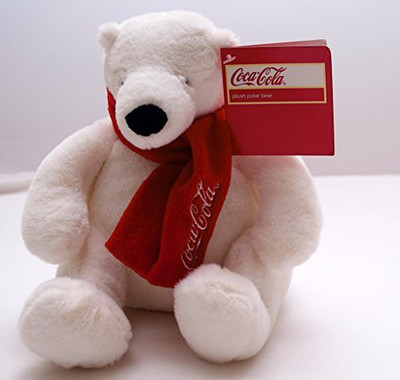 Coca-Cola 8" Plush White Polar Bear With Red Scarf - 5 inch(White)