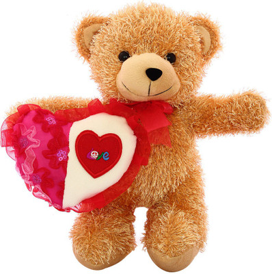 DEALbindaas Skoda Bear with Heart Valentine Soft Toy 30 cm Brown DEALbindaas Soft Toys