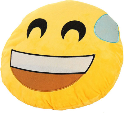 

Grab A Deal Soft Smiley Emoticon Yellow Round Cushion Pillow Stuffed Plush Toy Doll (Nervous) - 12 inch(Yellow)