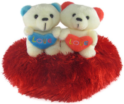 

Tickles Delightful Couple Teddy Sitting On Heart - 15 cm(Red)