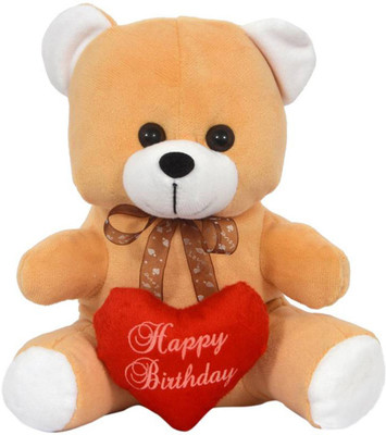 

FunnyLand Teddy Bear Peach With Heart 20cm Caption Happy Birthday - 20 cm(Beige)