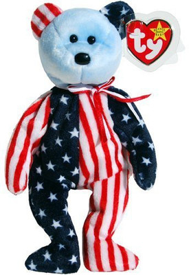 

TY Beanie Babies Spangle The Stars & Stripes Patriotic Teddy Bear Blue Face(Blue)