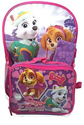 

Nickelodeon Paw Patrol Skye & Everest Backpack Lunch Bag & Bonus Pencil Case by - 20 inch(Multicolor37)