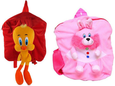 

MGP Creation Premium Tweety (Red) & Pink Rabbit Kids School Bag - 14 inch(Multicolor)