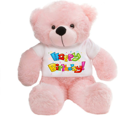 

Grab A Deal Big Teddy Bear wearing a Colorful Happy Birthday T-shirt - 24 inch(Pink)