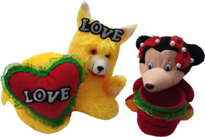 

Aparshi Combo pack of Cat and mickey stuffed soft toy - 30 cm(Multicolor)