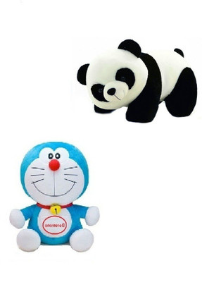 VRV Multicolour Doremone and Panda Soft Toy 20 cm Blue VRV Cartoon Characters Soft Toys