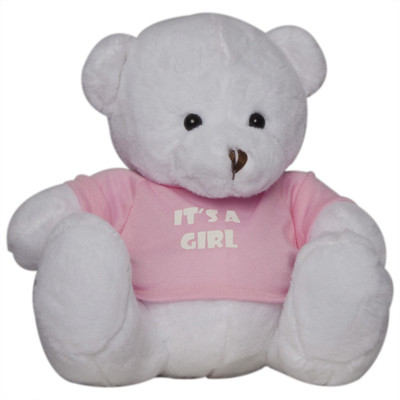 

Twisha Bear With T Shirt It's A Girl White Medium - 18 cm(Multicolor)