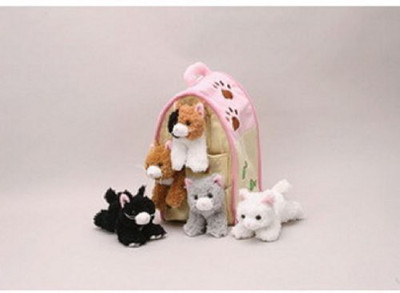 

Unipak Plush Cat House with Cats - Five (5) Stuffed Animal Cats in Play Kitten House Carrying Case - 20 inch(Multicolor119)