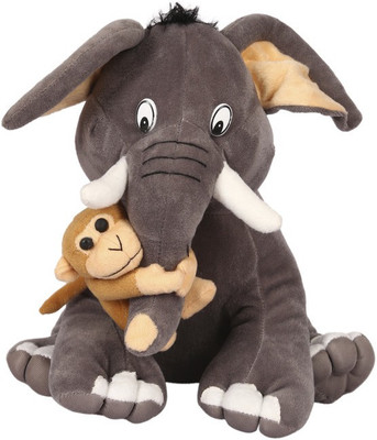 ESHTYLE Elphant With Monkey 30 Cm - 20 cm(Grey)