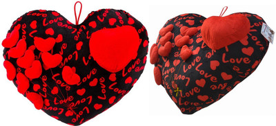 

MGPLifestyle - Black & Red Heart Cuishion with 9 cute Premium Hearts- Set of 2 - 18 cm(Multicolor)