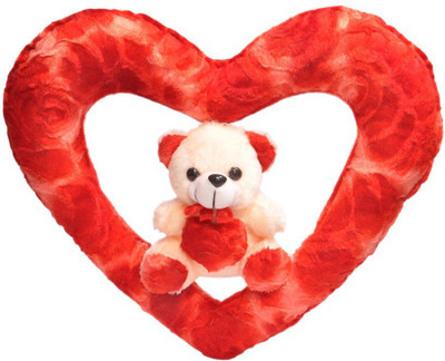 

Pari Red Heart Teddy - 35 cm(Red, Cream), Cream;red