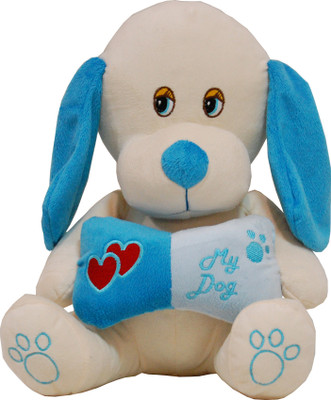 

Surbhi Dog With Bone - 33 cm(White, Blue), Blue;white