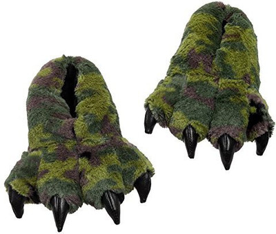 Wishpets Camo Dinosaur Claw Slippers (Green)(Green)