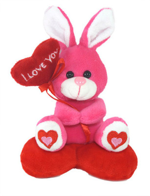 

Tickles Cute Rabbit With I Love You Heart Balloon - 14 cm(Pink)