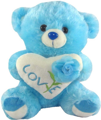 

Tickles Smiling Teddy with Rose - 30 cm(Blue)