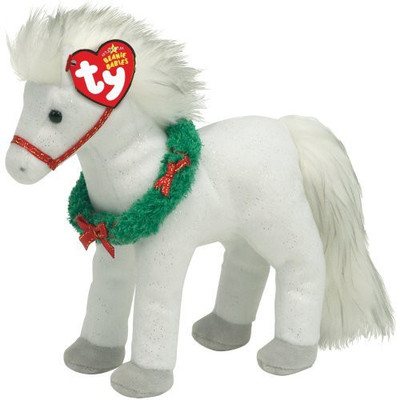 

ty Sleighride White Horse With Wreath - 3.5 inch(White)