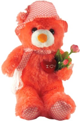 Tickles Cute Cap Teddy With Rose52  - 36 cm(Orange)