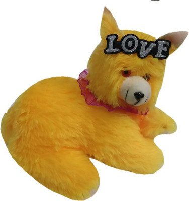 

Aparshi Cat with love heart stuffed soft toy - 30 cm(Yellow)