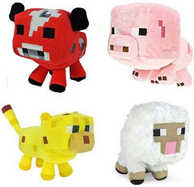 

Mojiang Minecraft Animal Plush Set Of 4 Ba Pigba Mooshroomba(Pink)