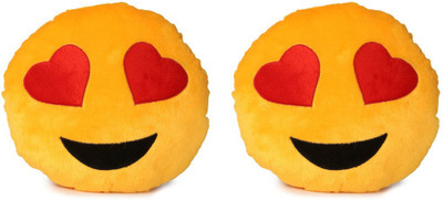 Deals India Deals India Yellow Heart Eyes Smiley Cushion 35 cm smiley1 1 Set of 2 35 cm Yellow Deals India Soft Toys