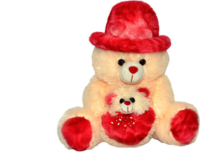 

Joey Toys Cap Teddy With Baby - 14 inch(Butter)