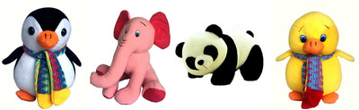 

Lata Set of 4 Cute Penguin, Duck, Panda & Elephant (20 cm) - 20 cm(Multicolor)