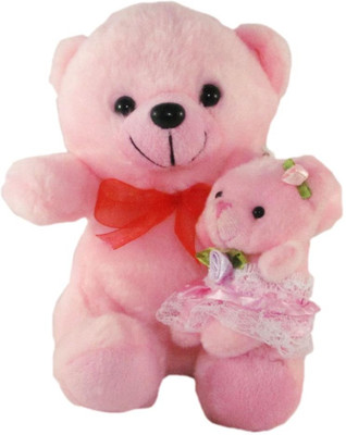 

Tickles Cute Teddy With Kid In Lap - 15 cm(Pink)