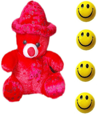 

VRV Soft Red Love Teddy Bear and Smiley Balls - 20 cm(Multicolor)