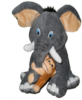 

Gifts & Arts Cute Elephant With His Monkey Friend - 27 cm(Grey)