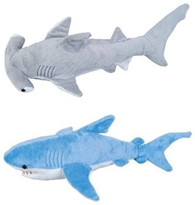 

Adventure Planet Set Of 2 Plush 13" Sharks Blue Shark & Hammerhead Shark(Blue)