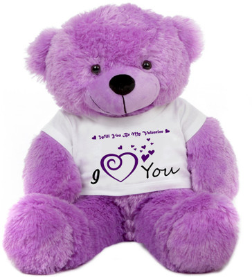 

Grab A Deal Big Teddy Bear wearing a Will You Be My Valentine T-shirt - 24 inch(Purple)