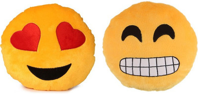 

Deals India Deals India Yellow Heart Eyes Smiley and Grinning Face With Smiling Eyes Smiley Cushion - 35 cm(smiley1&G)(Set of 2) - 35 cm(Multicolor)