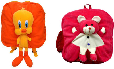 

MGP Creation Premium Orange Tweety & Dark Pink Teddy Kids School Bag - 14 inch(Multicolor)