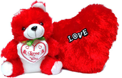 Global Gifts Pair of heart and teddy  - 12 inch(Red)