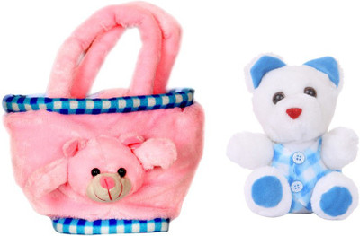 

Deals India Teddy Bag and Mini teddy combo - 10 cm(Pink, Multicolor), Multicolor;pink