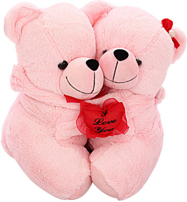 

DealBindaas Teddy Pair w/Heart Pink Valentine Soft Toy - 35 cm(Pink)