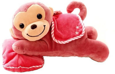 

ShopinBag Small Lying Pillow Monkey, Dog, Teddy Cute Soft & Plush toy as Gift - 30 cm(Loganberry)