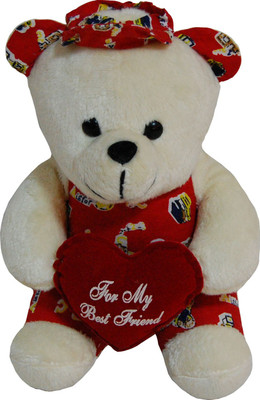 

Surbhi Teddy Bear - 20 cm(White, Red), Red;white