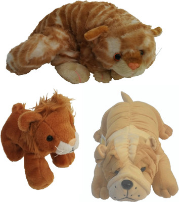 

Galaxy World Real Cat look + Baby Lion + Hutch dog Set of 3 - 18 cm(Multicolour)