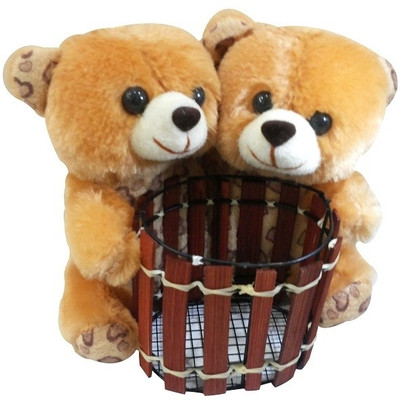 

Saugat Traders Couple Teddy Pen Stand - 6.3 Inch(Multicolor)