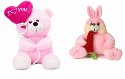 

Deals India Deals India I Love You Balloon Heart Teddy Pink 30 cm and Bunny with carrot(30 cm) combo - 20 cm(Multicolor)