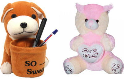 

Gungun Toys Best Wish Teddy Bear & Brown Pen Stand - 70 cm(Brown, Pink)