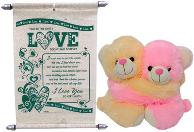 

Advance Hotline Couple Teddy With Love You Scroll Card - 20 cm(Multicolor)
