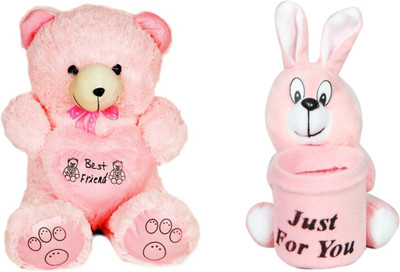 Gungun Toys Jumbo Teddy Bear & Pink Rabbit Pen Stand - 30 inch(Pink)