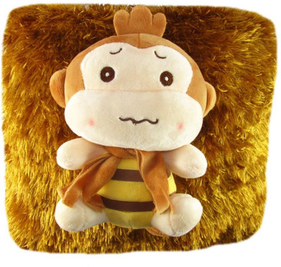 

Tickles Monkey Cushion - 11 inch(Brown, Gold)