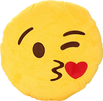 

Grab A Deal Kiss Emoticon Cushion giving Flying Kiss - 12 inch(Yellow)