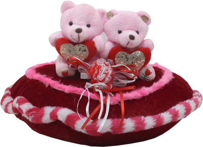 

Tickles Couple Teddy Sitting On Heart Valentine41 - 28 cm(Multicolor)