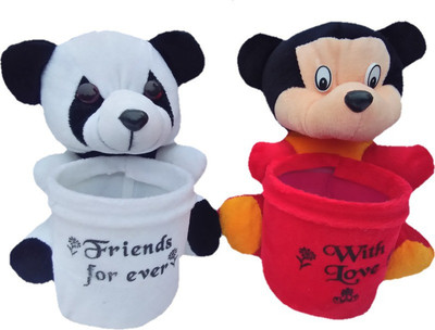 

Aparshi Mickey and Panda soft toy pen holders (set of 2) - 18 cm(Red)