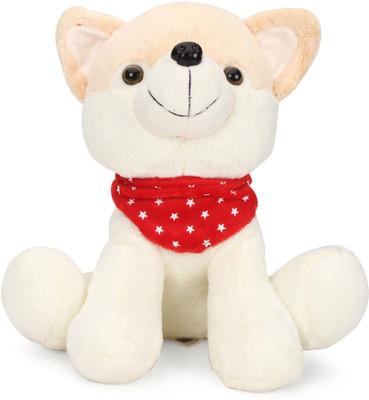 

Starwalk Squating dog Plush cream colour with red Bib 28 cm - 28 cm(Multicolor)